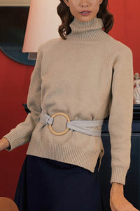 Maryam cotton belt with raffia buckle