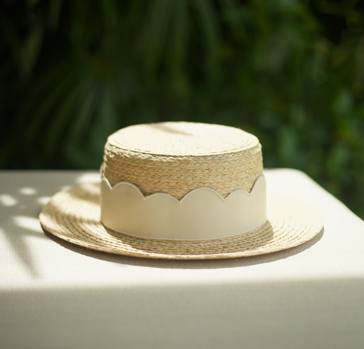 Chapeau de raphia Boater Scallop
