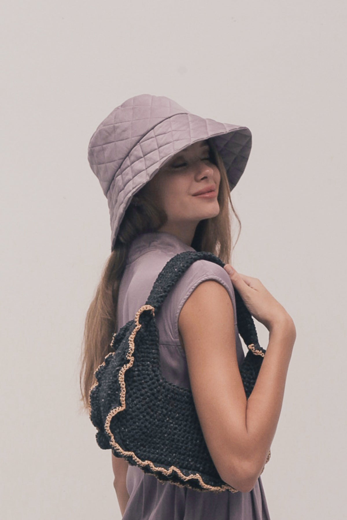 Losange silk hand-quilted hat Summer version