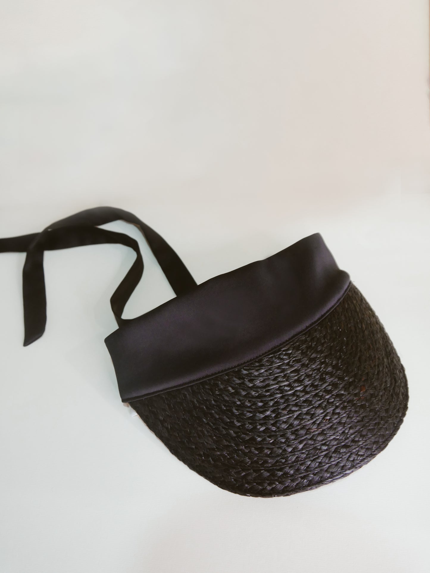 Odette Ribbon Visor in black raffia