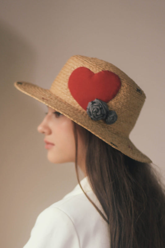 Chapeau canotier Leinné Valentine XO en raphia