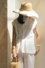 Load image into Gallery viewer, Trouvaille asymmetric white linen blouse