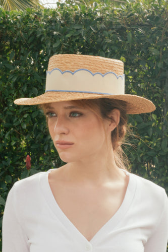 Nón raffia Boater Scallop