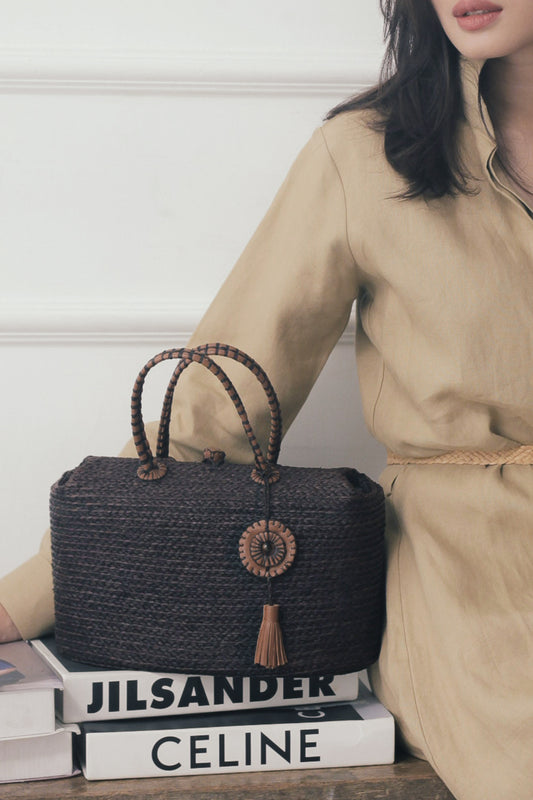 Berlodge Black Raffia Classic Sac