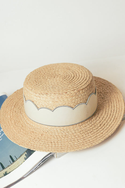 Chapeau de raphia Boater Scallop