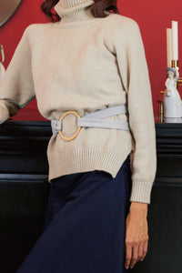 Maryam cotton belt with raffia buckle