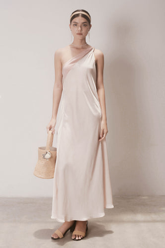 Gaia one-shoulder silk dress