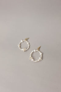 Ivoire bridal pearl hoop earrings baroque pearl keshi pearl