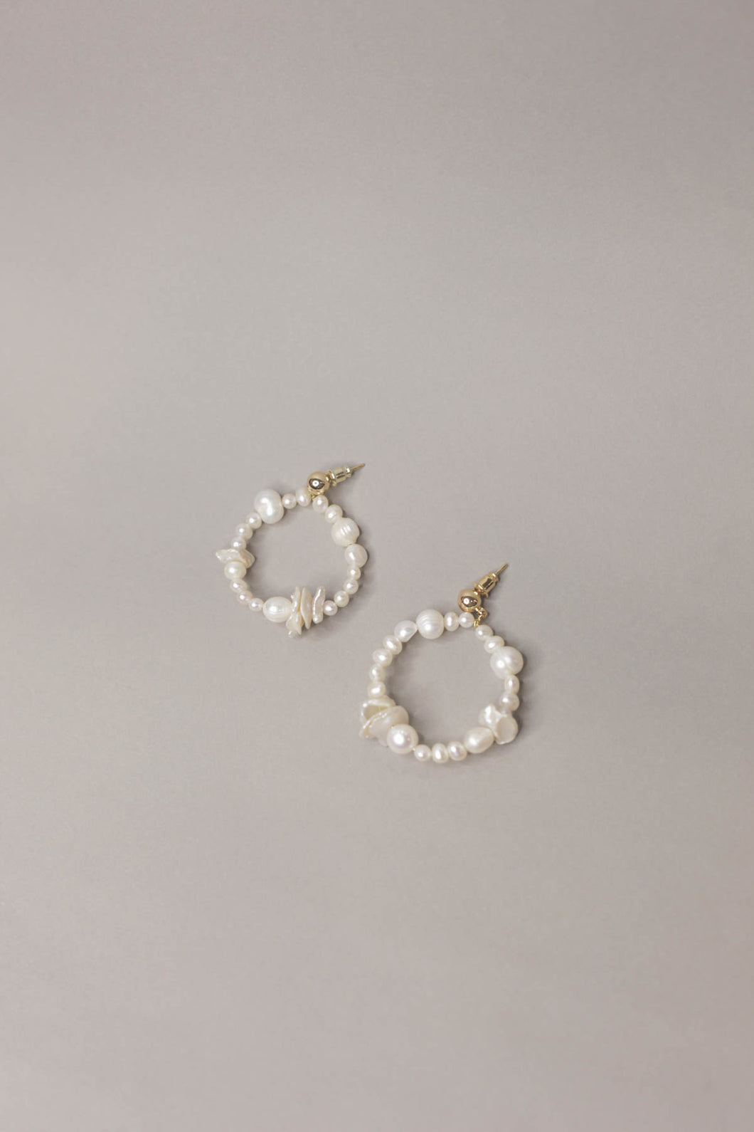 Ivoire bridal pearl hoop earrings baroque pearl keshi pearl