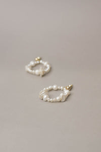 Ivoire bridal pearl hoop earrings baroque pearl keshi pearl