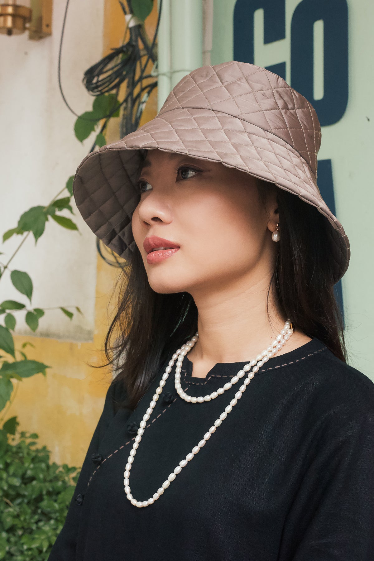Nón bucket lụa Losange chần quả trám thủ công