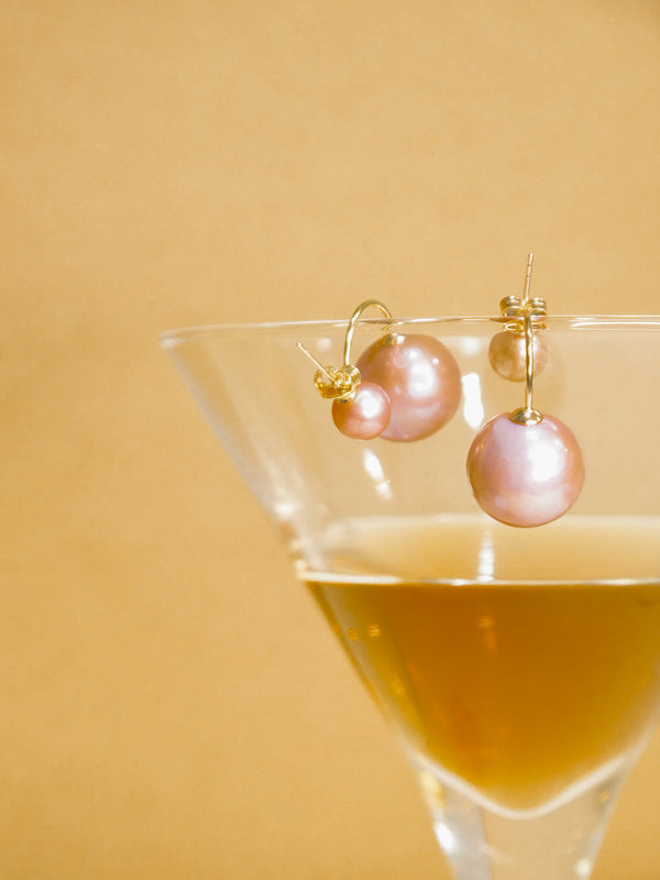 Les Lunes Jumelles Sunset floating pearl earrings