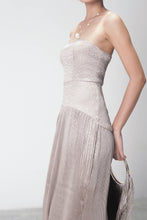 Load image into Gallery viewer, Maia silk strapless dress in khaki leopard print