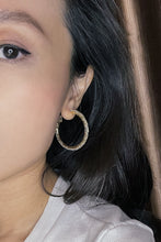 Load image into Gallery viewer, Noor emerald-cut crystal pavé gold plated hoop drop earrings
