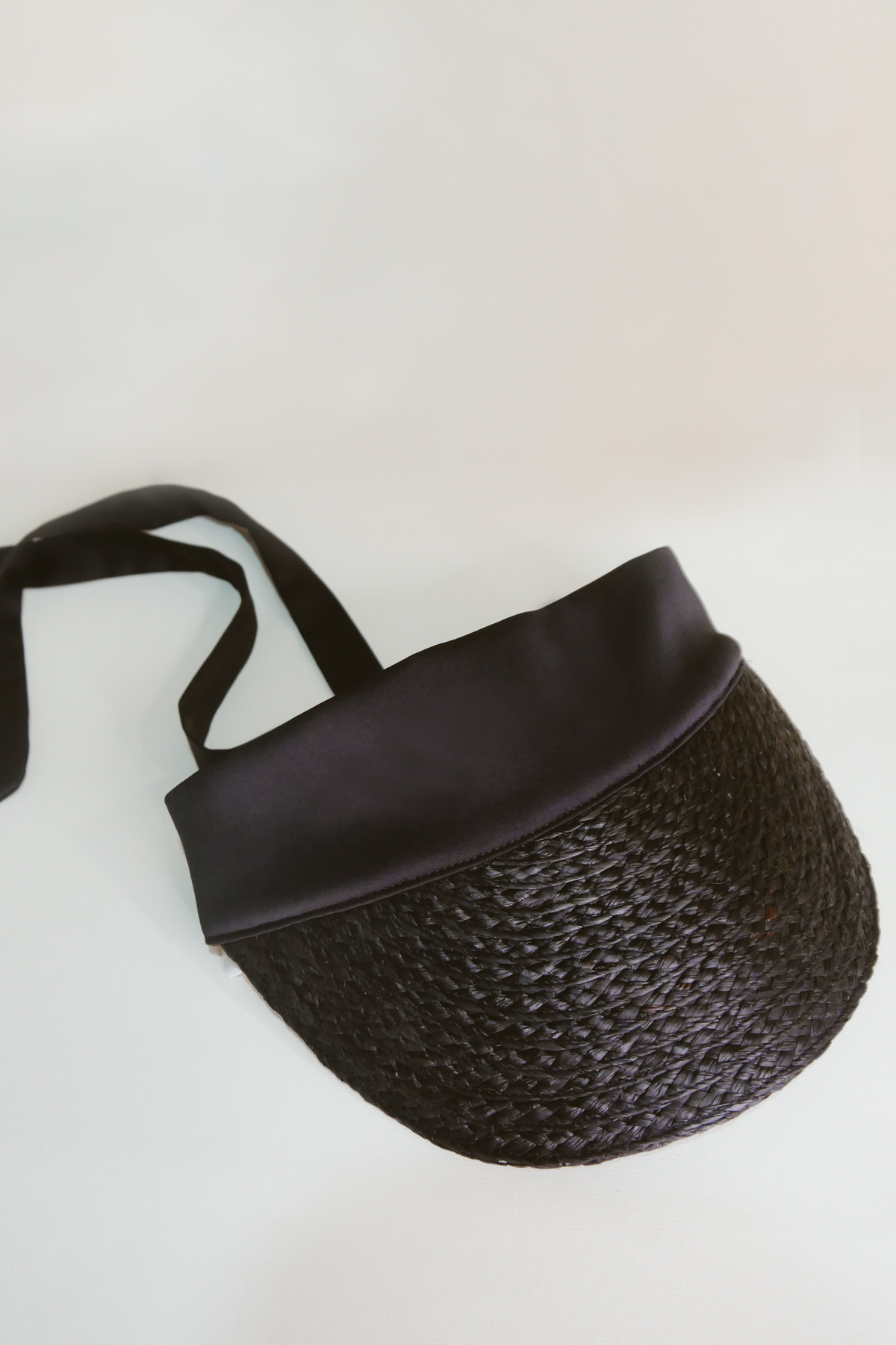 Odette Ribbon Visor in black raffia