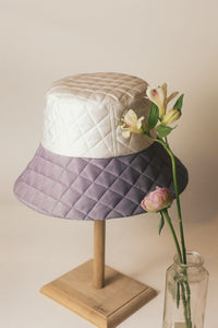 Pilvi purple and cream silk bucket hat