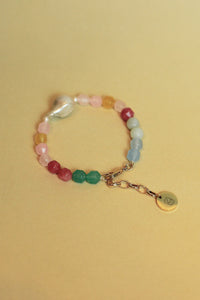 Rainbow pearl and colorful semi-precious stones bracelet