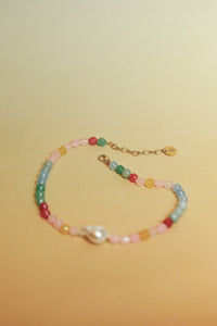 Collier Rainbow perles et pierres semi-précieuses colorées