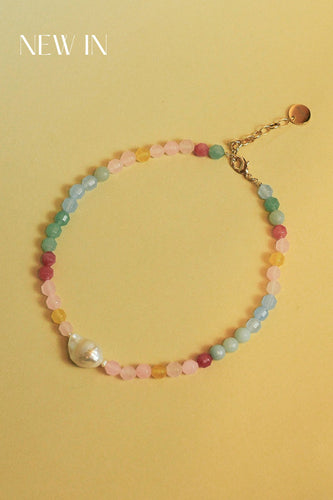 Collier Rainbow perles et pierres semi-précieuses colorées