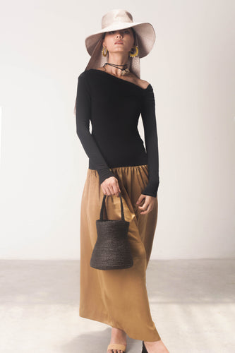 Rania long dress in black & gold