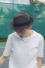 Load image into Gallery viewer, Henri Fedora black raffia hat for women