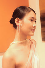 Load image into Gallery viewer, White crystal bow earings