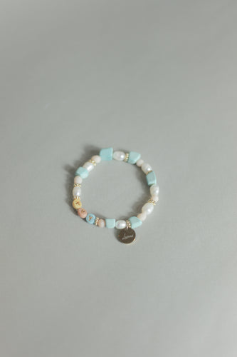 Turquoise pearl personalized bracelet