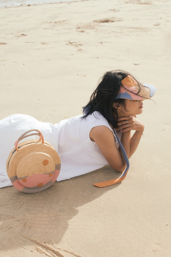 Diana raffia straw hat with visor and multi-color decorative details