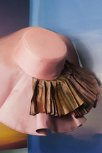 Tải hình ảnh vào Thư viện hình ảnh, Jasper floppy hat made from silk and organza with deep crown and a wide brim layered with pure silk pleats