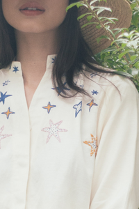 Charlotte star-embroidered gathered shirt