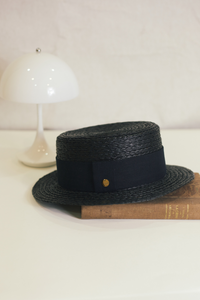 James boater hat for men in black raffia