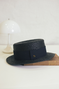 James boater hat for men in black raffia