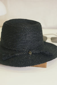 Anh black raffia hat