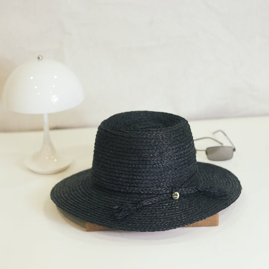 Anh black raffia hat