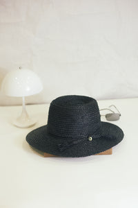 Anh black raffia hat for men