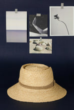 Load image into Gallery viewer, Audrey raffia fedora hat with pleats on brim
