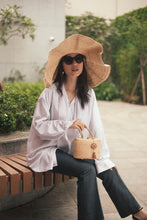 Load image into Gallery viewer, Bahia natural raffia extra-large wavy brim hat