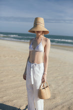 Load image into Gallery viewer, Iris raffia downturn brim hat with pearls and mulberry silk