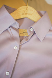 Evelyn purple silk shirt with peplum sleeves