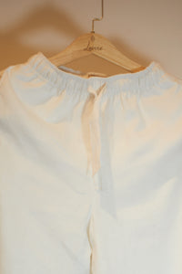 Kay white linen drawstring trousers