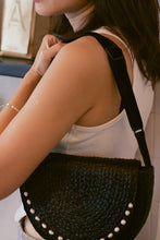 Load image into Gallery viewer, Aurora black raffia shoulder bag