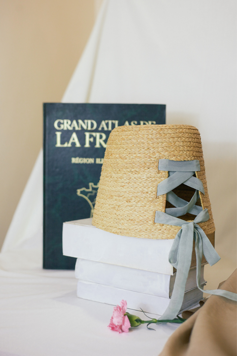 Amber raffia brimless bucket hat