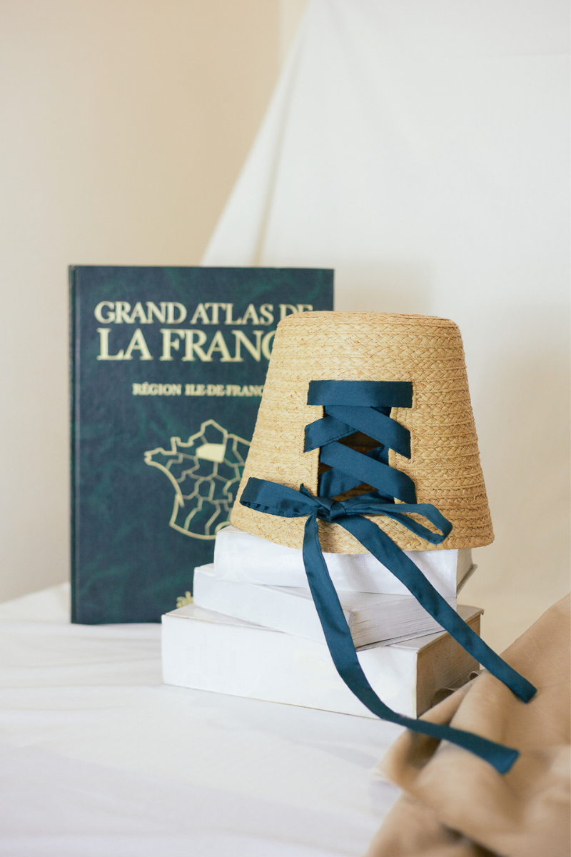 Amber raffia brimless bucket hat