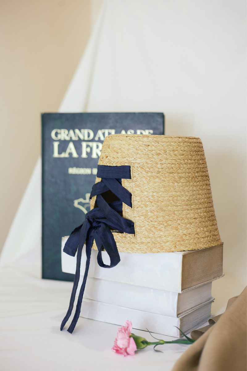 Amber raffia brimless bucket hat