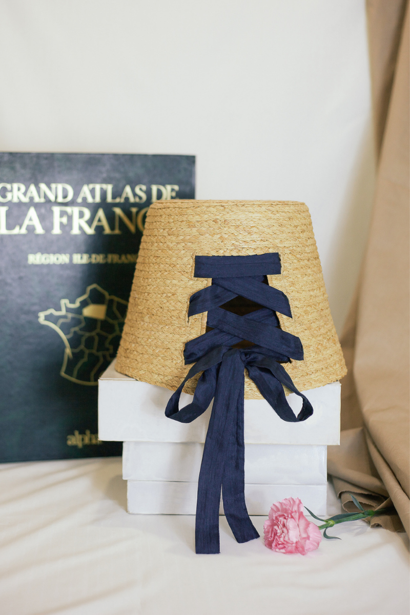 Amber raffia brimless bucket hat