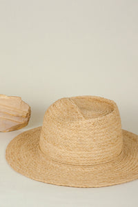 Masculin hat, Fedora hat, Reflective Pace - Resort 2020, Raffia hat with Wooden Button