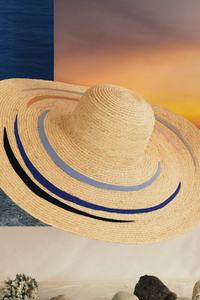 Serencio raffia hat with colorful strips