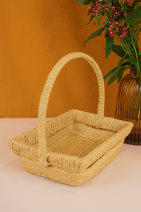 Small square raffia basket