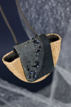 Load image into Gallery viewer, The combination of jewelry and wallet. The starry sky is depicted in decorative accents. The Thinking of Stars Neck Bag is made with natural Raffia, eco linen and some subtle touches to draw attention to the complexity. To complete a distinct contemporary look, wear it as a necklace, crossbody or even paired together as a bag.