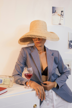 Load image into Gallery viewer, Tivoli raffia straw hat with asymetric crown and downturn brim